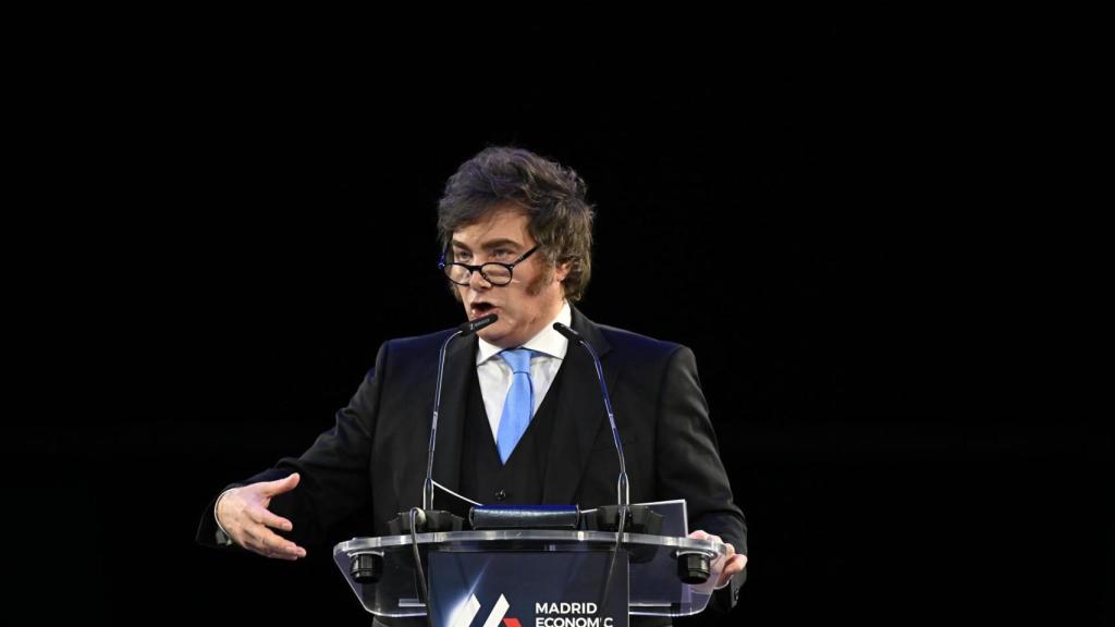 El presidente de Argentina, Javier Milei, durante su ponencia en el Madrid Economic Forum.