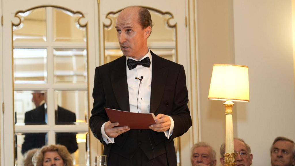 Jaime Olmedo durante su discurso de ingreso en la Real Academia de la Historia.