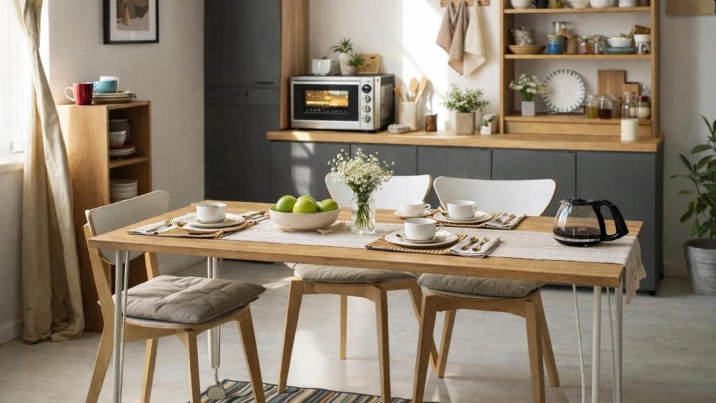 Cocina moderna con horno portátil.