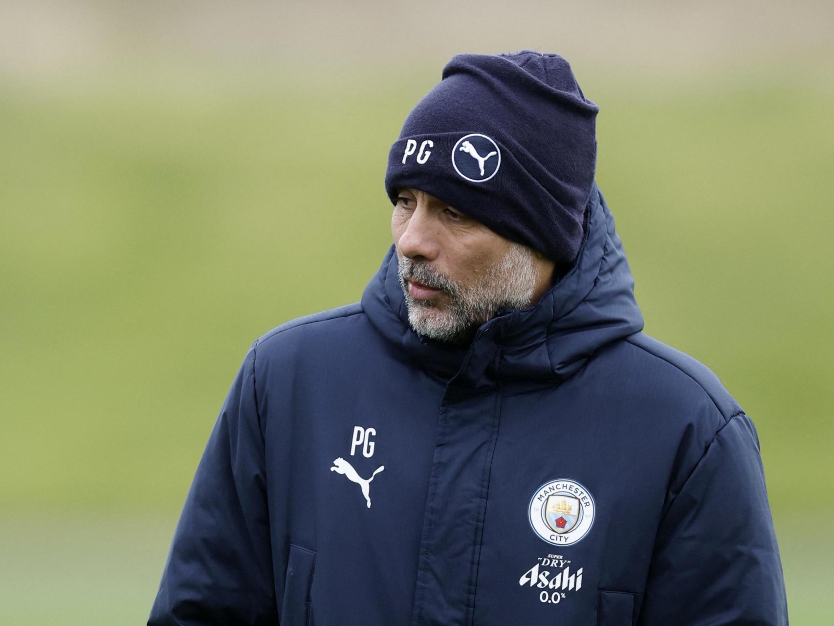 Pep Guardiola, en un entrenamiento del Manchester City