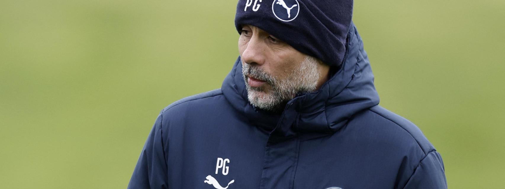 Pep Guardiola, en un entrenamiento del Manchester City