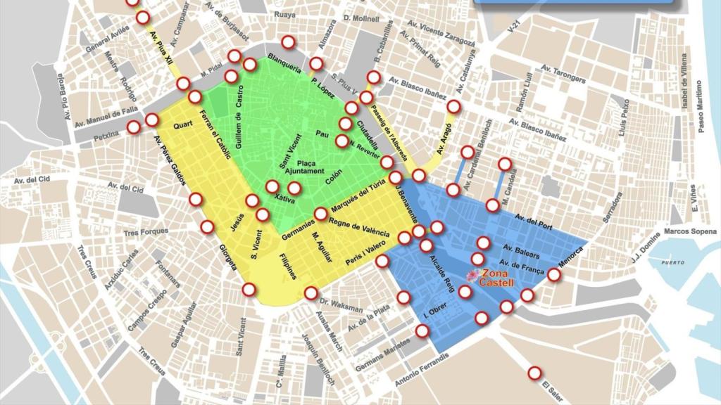 Plano de cortes en el Ayuntamiento de Valencia. EE