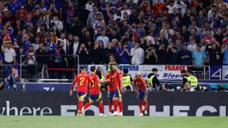 Jugadores de la selección española celebrando un gol.