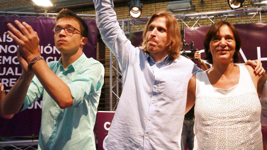 Errejón, Pablo Fernández y Carolina Bescansa en un acto en Valladolid en 2015