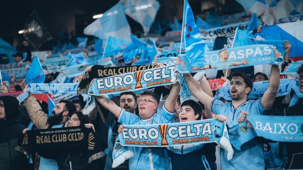 Afición celeste en un partido de Europa League