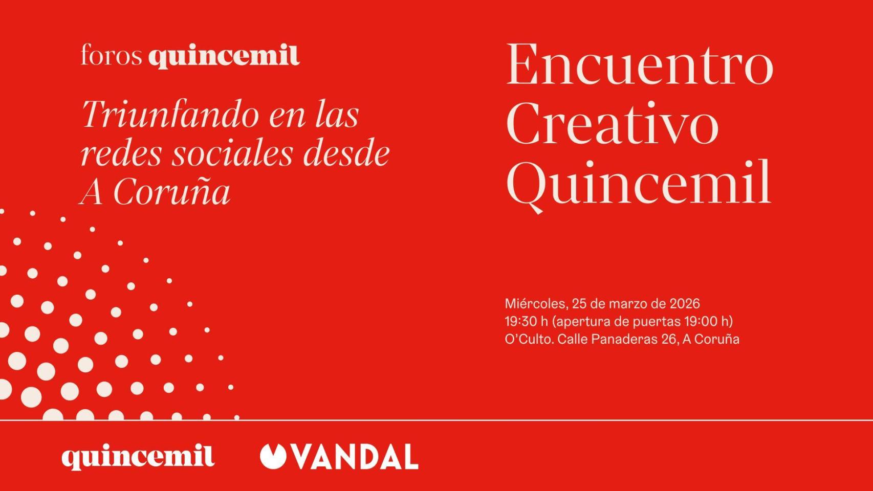 Quincemil estrena sus Encuentros Creativos en A Coruña con Ramón Santos de La Crisálida y Nico Clouston