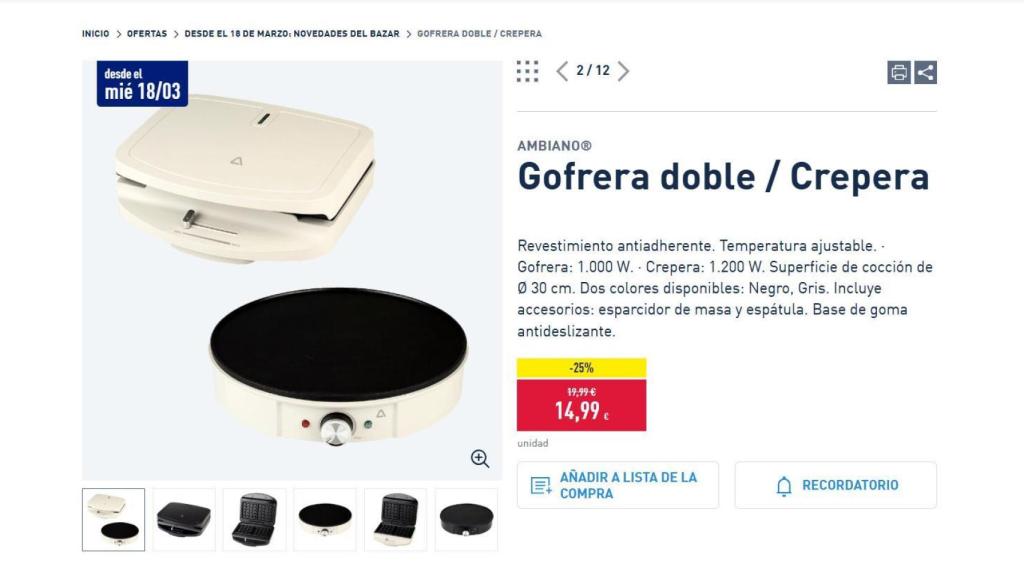 Gofrera doble / Crepera.