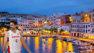 Montaje de Pau Gasol y la isla balear de Menorca.
