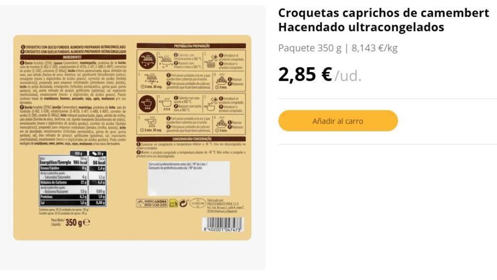Croquetas caprichos de camembert.
