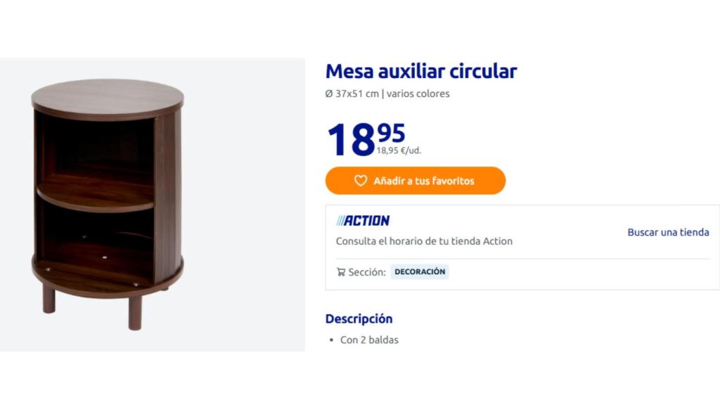 Mesita auxiliar de Action color marrón madera oscuro