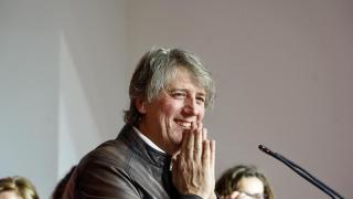 El secretario general del PSOE de Castilla y León y candidato socialista a la Presidencia de la Junta, Carlos Martínez, durante la noche electoral de este domingo