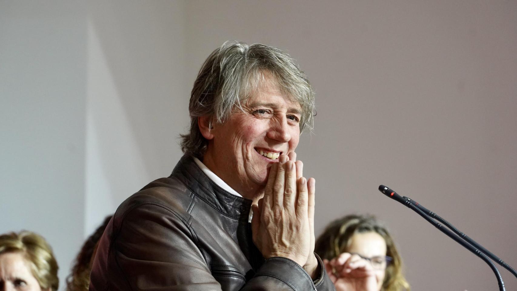 El secretario general del PSOE de Castilla y León y candidato socialista a la Presidencia de la Junta, Carlos Martínez, durante la noche electoral de este domingo