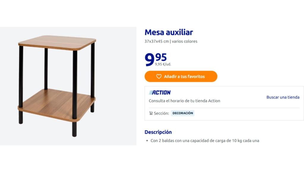 Mesita auxiliar por 9.95 euros