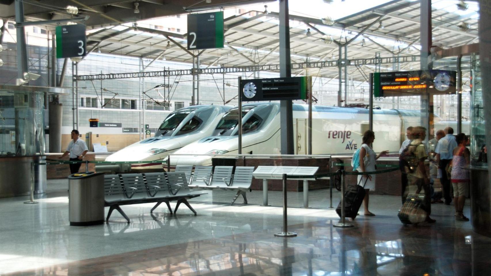 Trenes AVE en la estación Málaga María Zambrano.