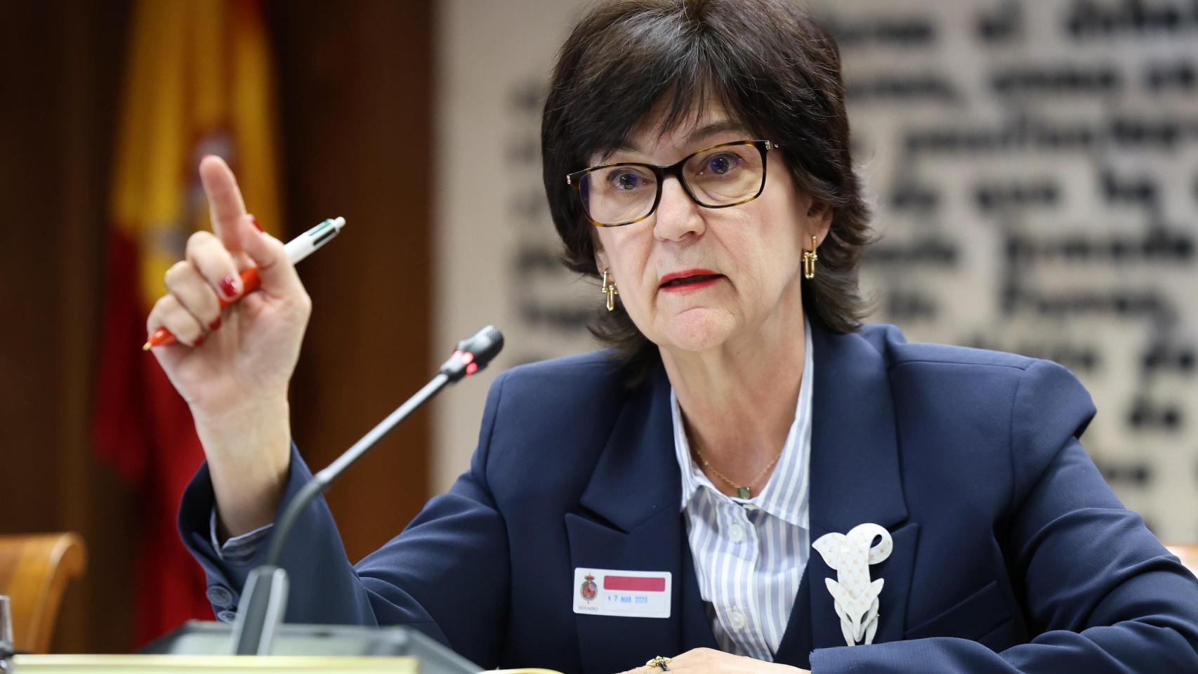 La presidenta de la Comisión Nacional de los Mercados y la Competencia (CNMC), Cani Fernández Vicién, comparece ante la Comisión de Investigación sobre el apagón, en el Senado, a 17 de marzo de 2026