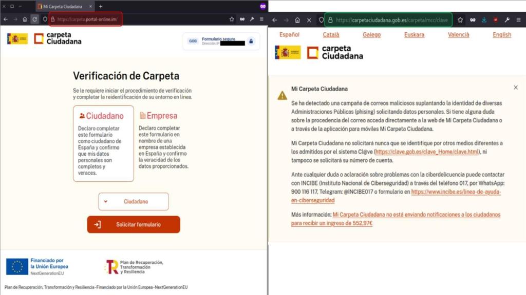 Proceso de la estafa de Mi Carpeta Ciudadana.