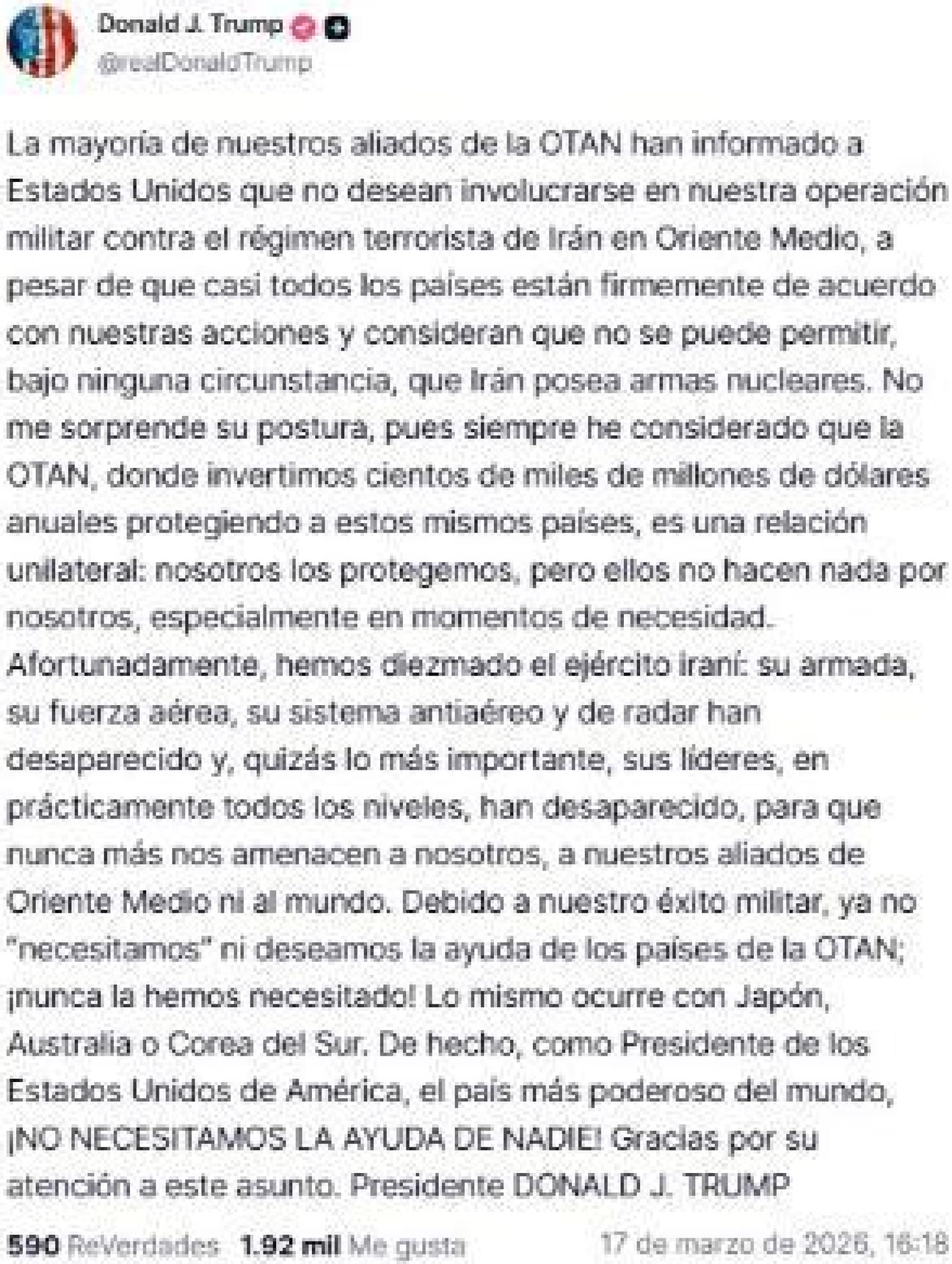 Tuit de Donald Trump