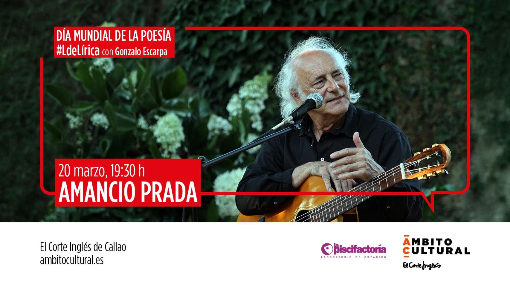 Imagen promocional de la cita de #LdeLírica con Amancio Prada. Foto: Ámbito Cultural