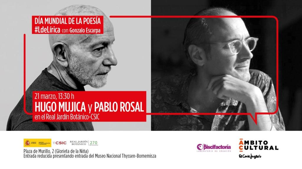 Promotional image of a quote from #LdeLírica with Hugo Mujica and Pablo Rosale. Photo: Ámbito Cultural