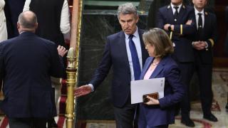 El líder del PP, Alberto Núñez Feijóo, este martes en el Congreso.
