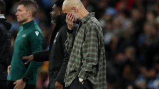 Guardiola durante el partido del Real Madrid- Manchester City