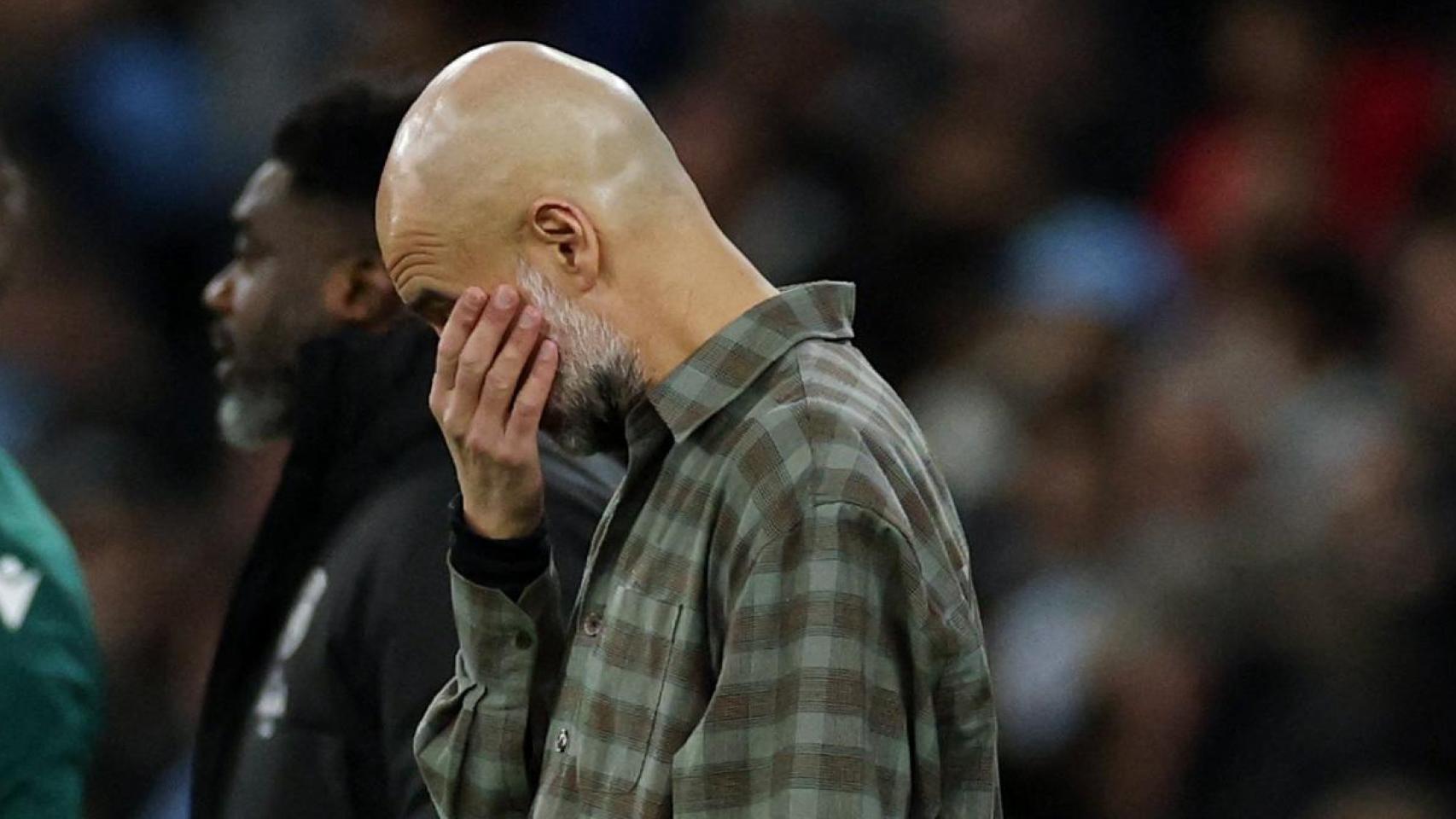 Guardiola durante el partido del Real Madrid- Manchester City