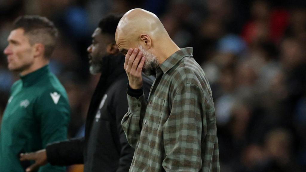 Guardiola durante el partido del Real Madrid- Manchester City