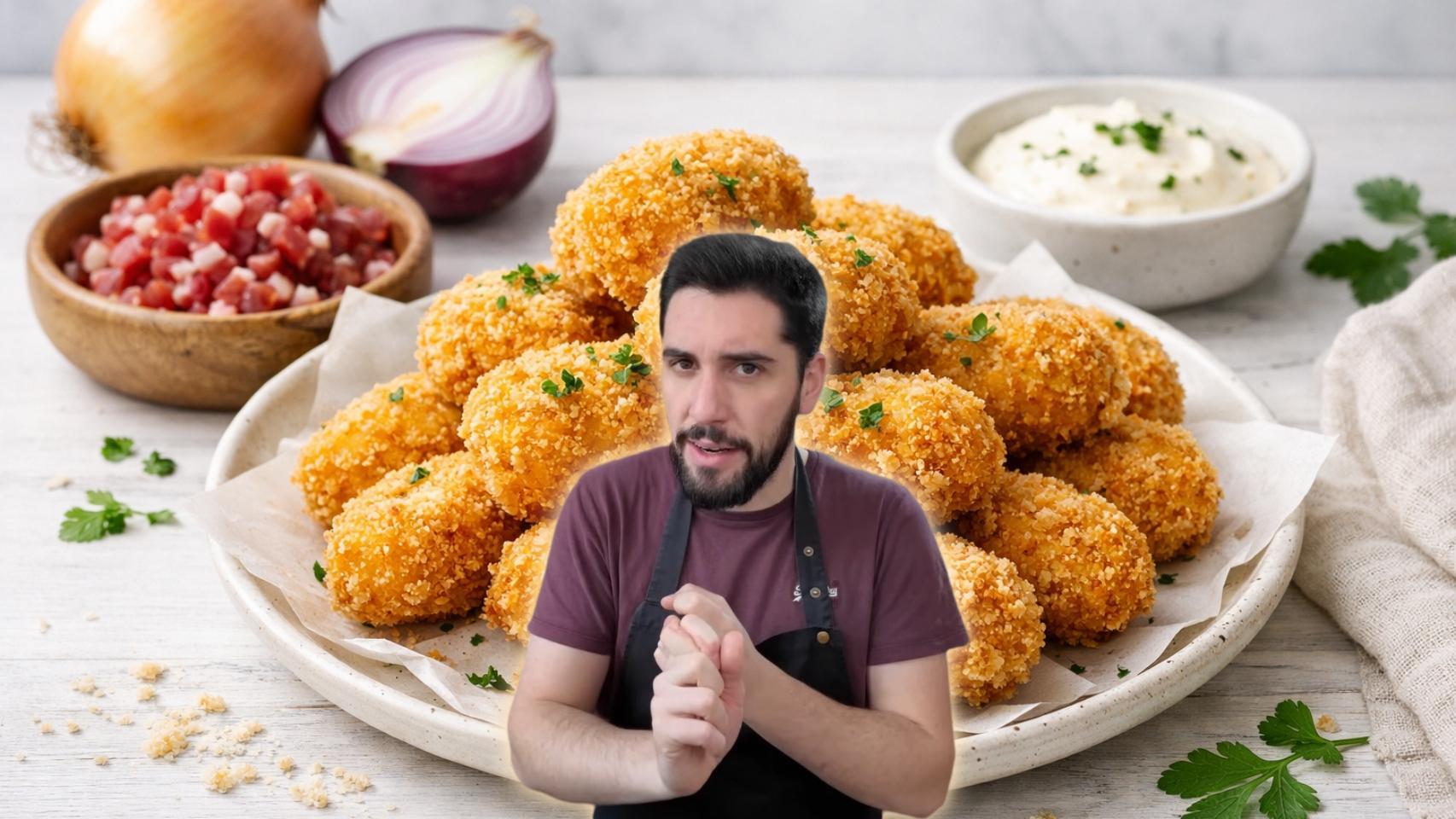 Eric, cocinero, en un montaje de El Español