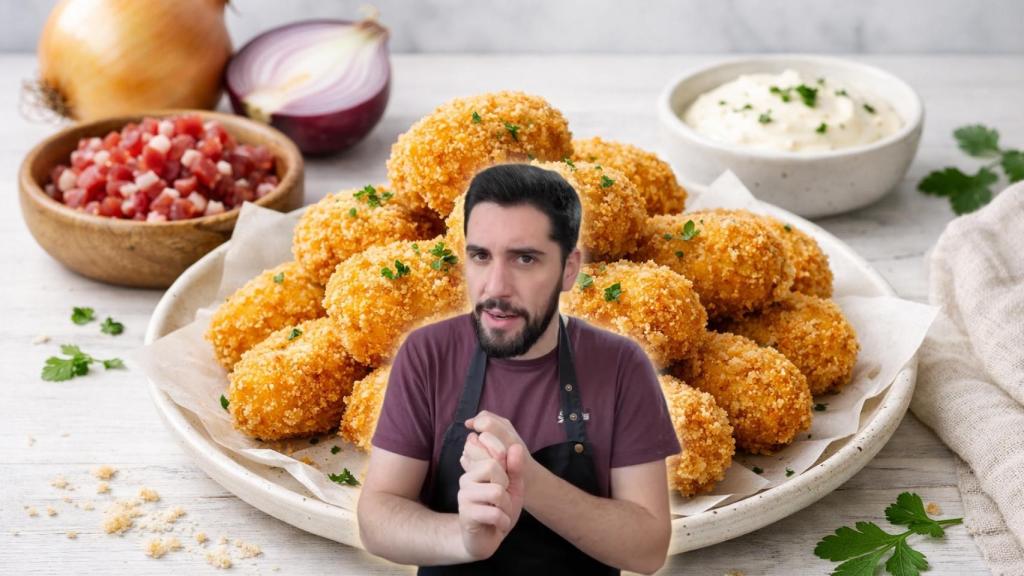 Eric, cocinero, en un montaje de El Español