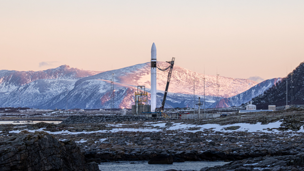 Cohete Spectrum en la plataforma de lanzamiento en Noruega
