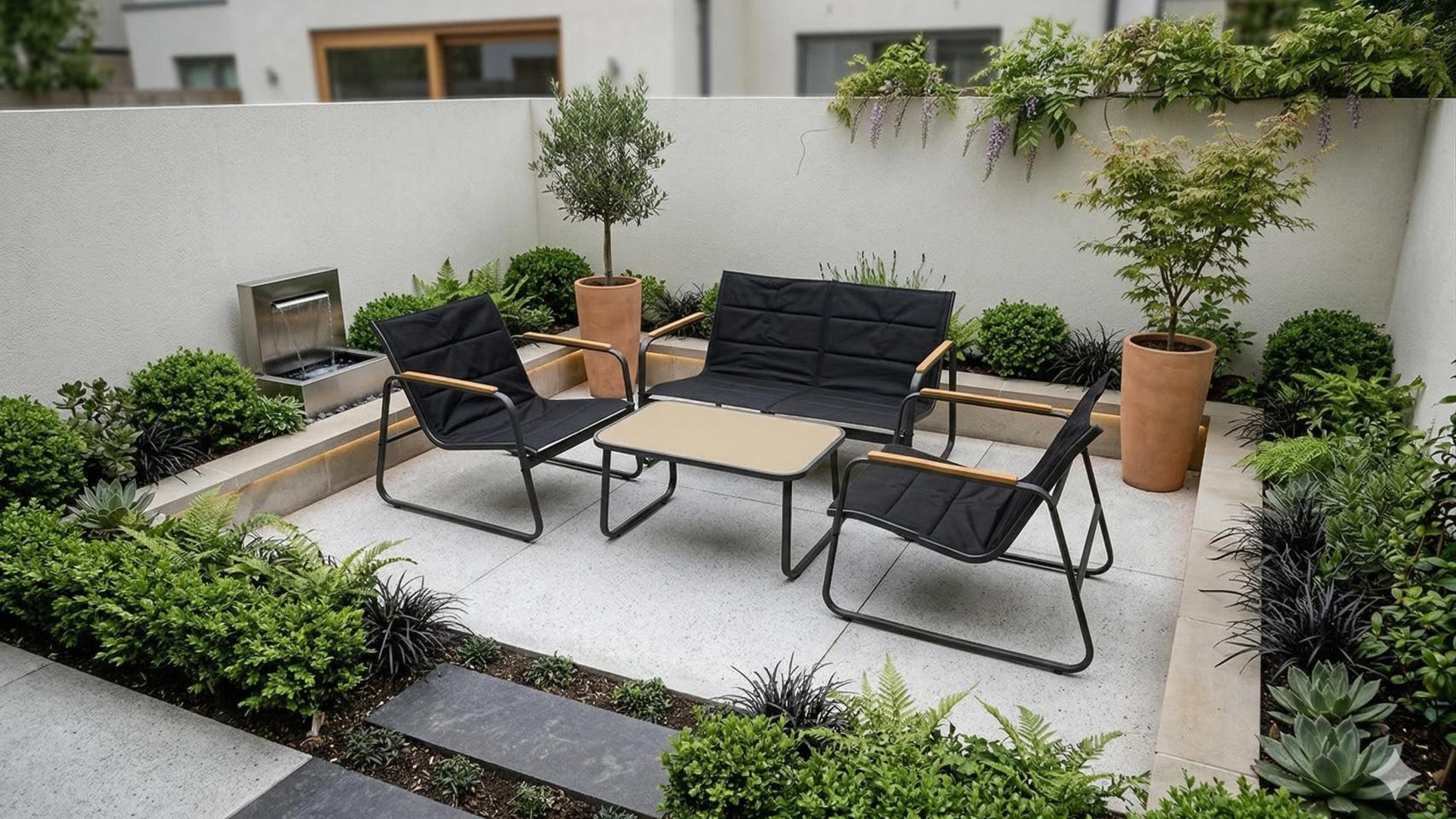 Imagen de una terraza con el set de muebles.