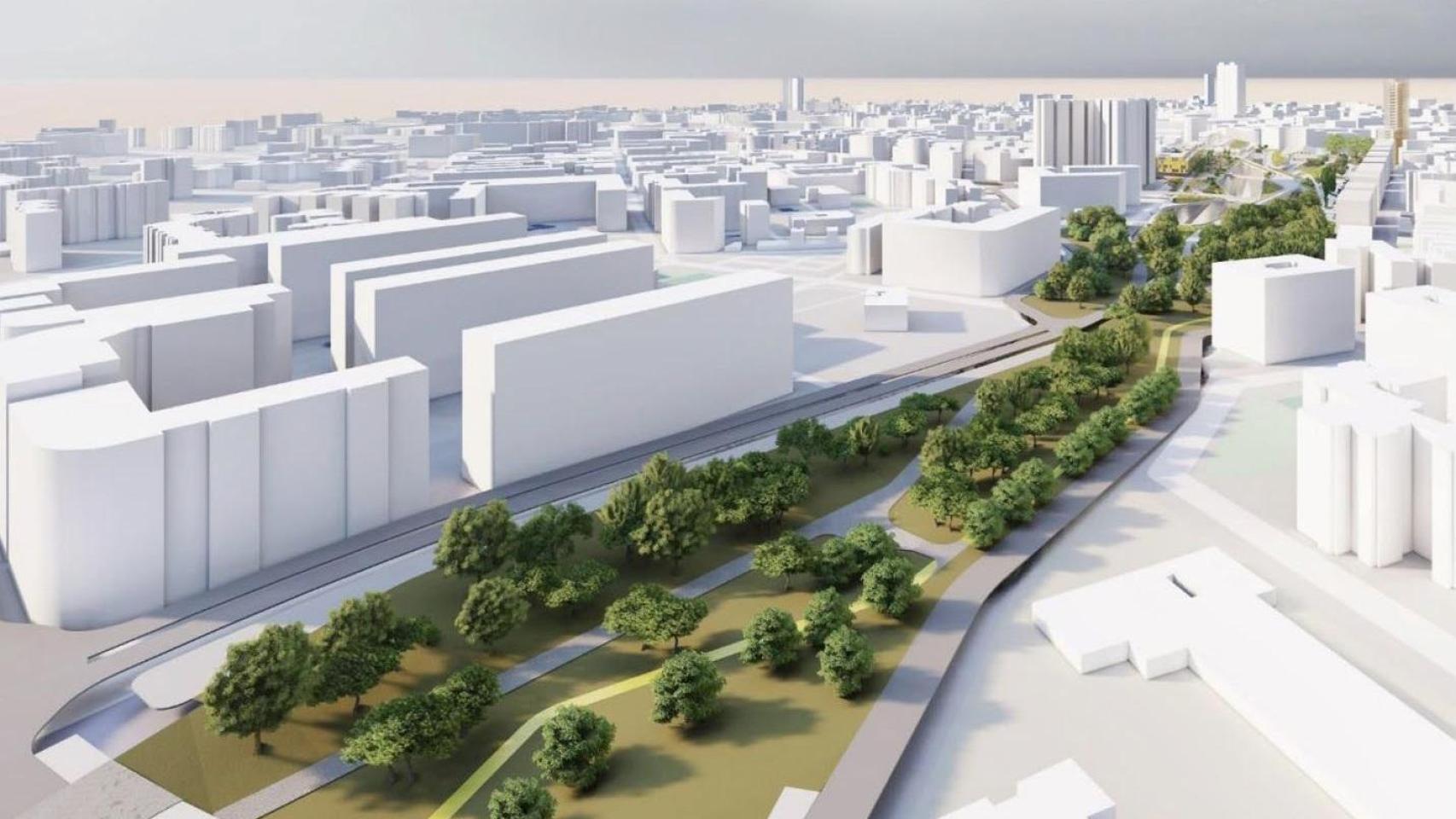 La recreación de cómo será el parque central de Alicante.
