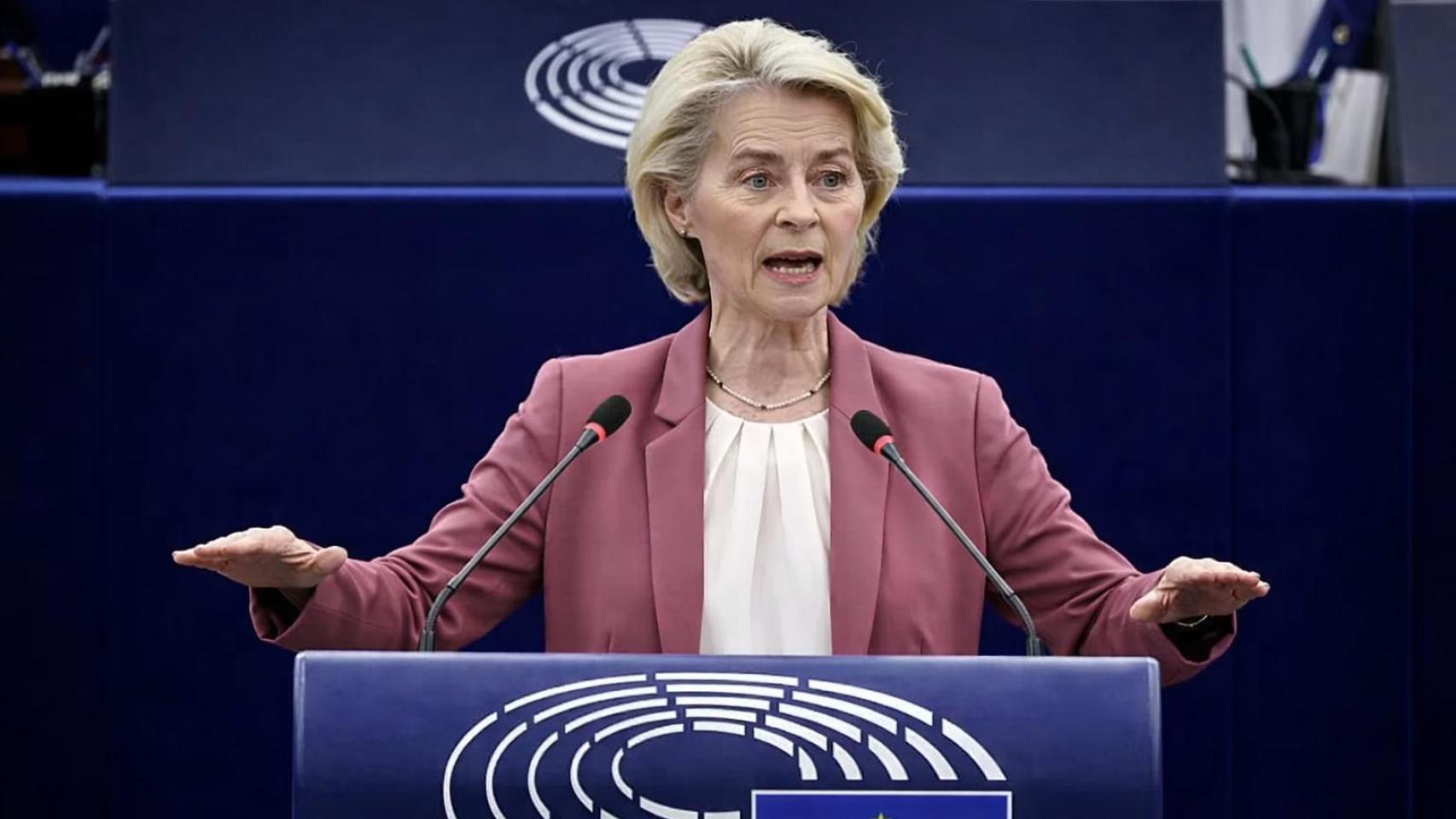 La presidenta de la Comisión Europea, Ursula von der Leyen, la pasada semana en el Parlamento Europeo.