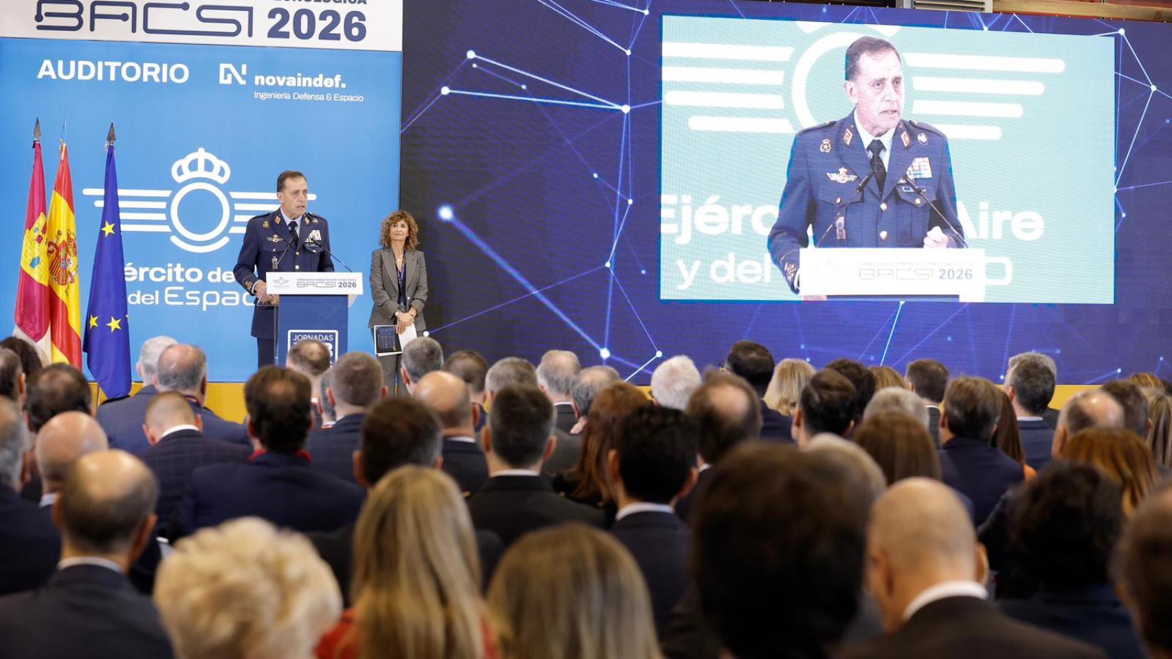 El jefe del Ejército del Aire, Francisco Braco, durante la inauguración de las jornadas BACSI