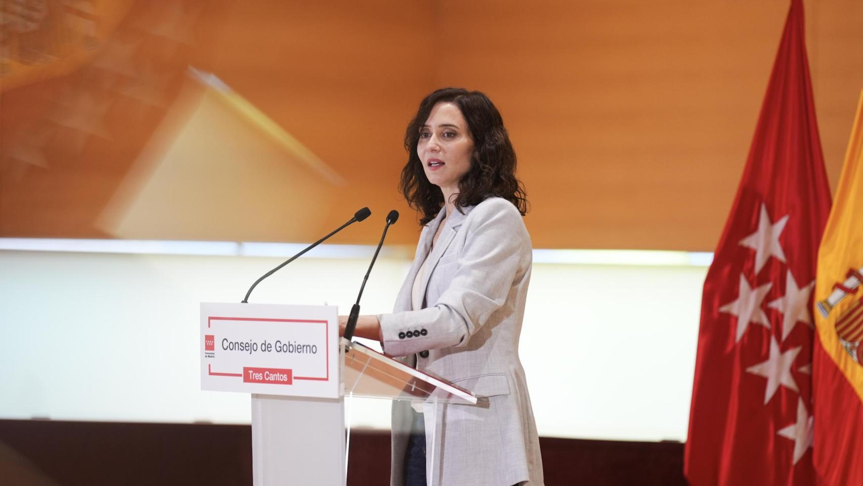 Isabel Díaz Ayuso este miércoles durante la rueda de prensa posterior al Consejo de Gobierno.