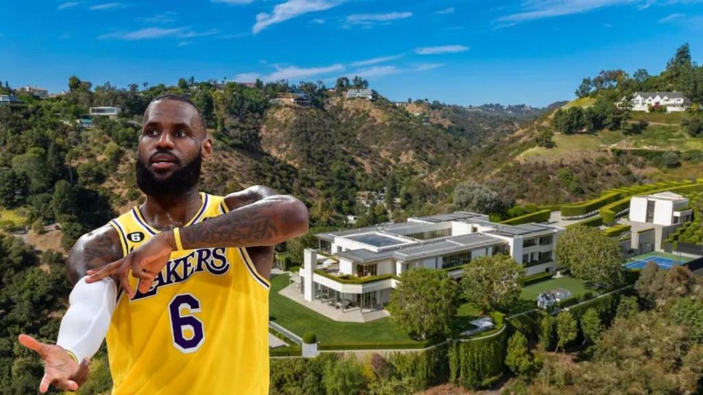 Montaje de LeBron James y Beverly Hills.