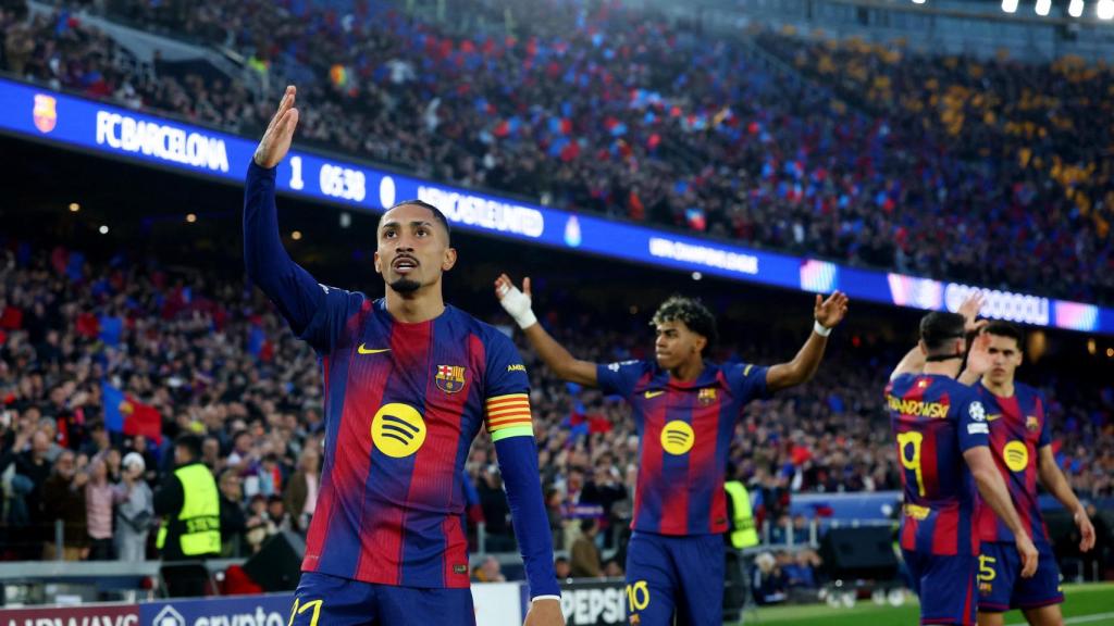 Raphinha celebra su gol contra el Newcastle.