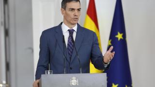Pedro Sánchez este miércoles en Moncloa tras su reunión con Zelenski.