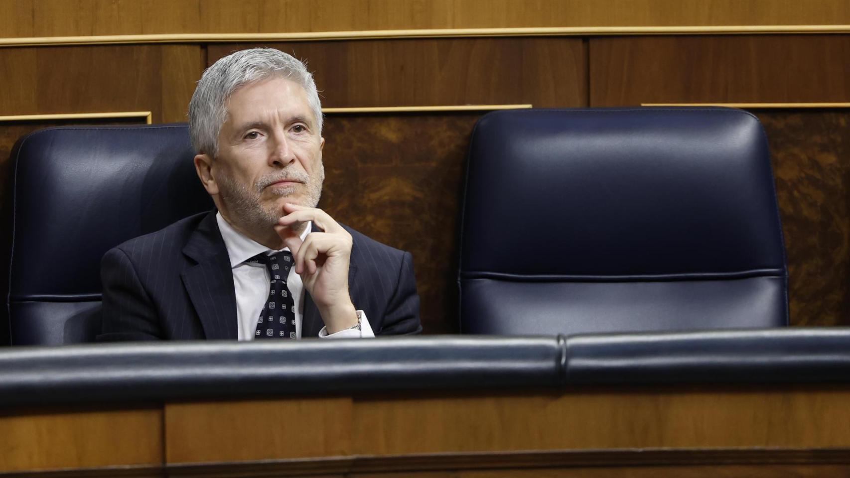 El ministro del Interior, Fernando Grande-Marlaska, en la sesión de control al Gobierno celebrada el miércoles en el Congreso.