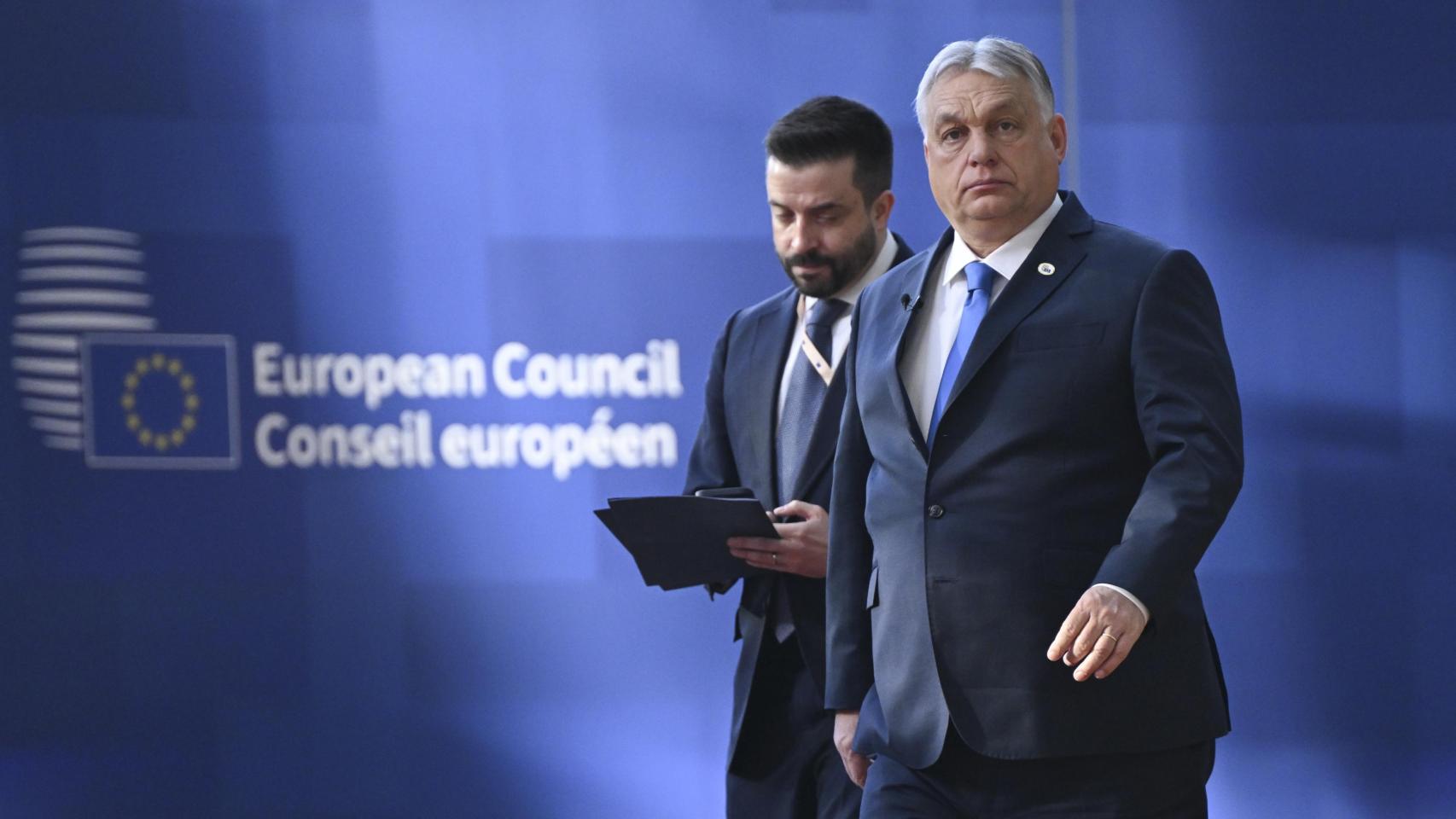 El primer ministro húngaro, Viktor Orbán, a su llegada al Consejo Europeo de este jueves en Bruselas
