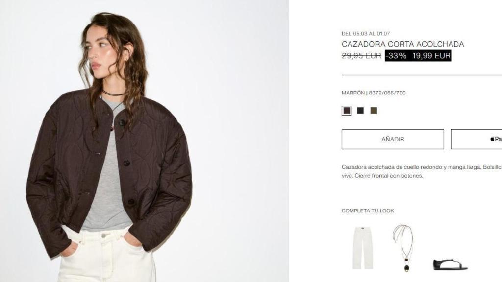 Cazadora de Zara. Ref. 8372/066/700