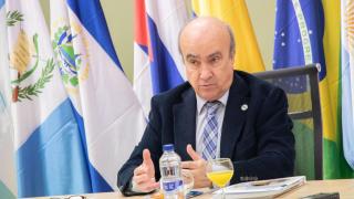 Mariano Jabonero, secretario general de la OEI, en un momento durante el encuentro con periodistas.