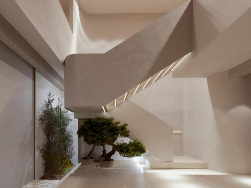 Escalera que conecta las plantas.