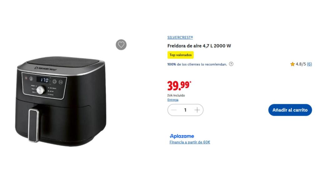 Freidora de aire Silvercrest por 39.99 euros