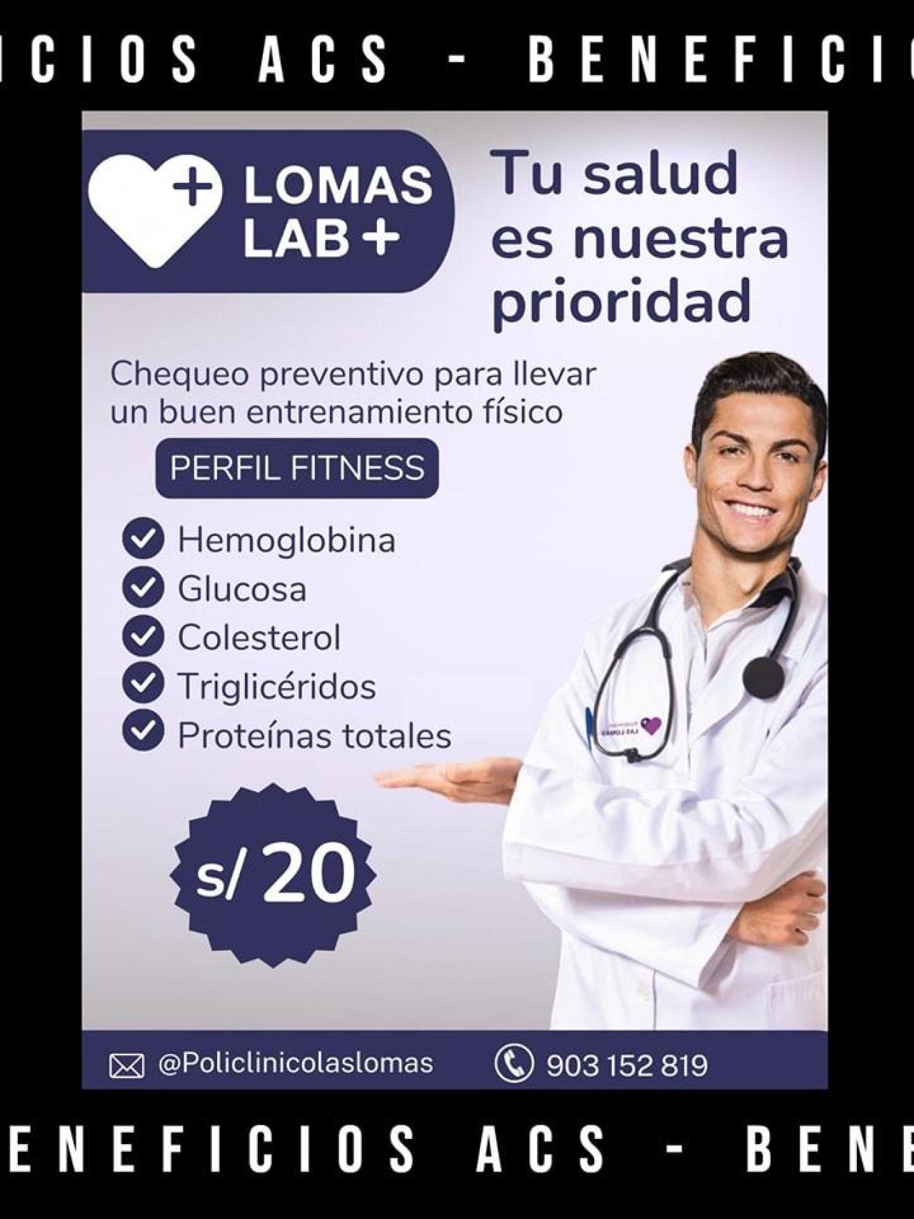 La imagen de Cristiano Ronaldo, en una campaña de un centro médico de Perú.