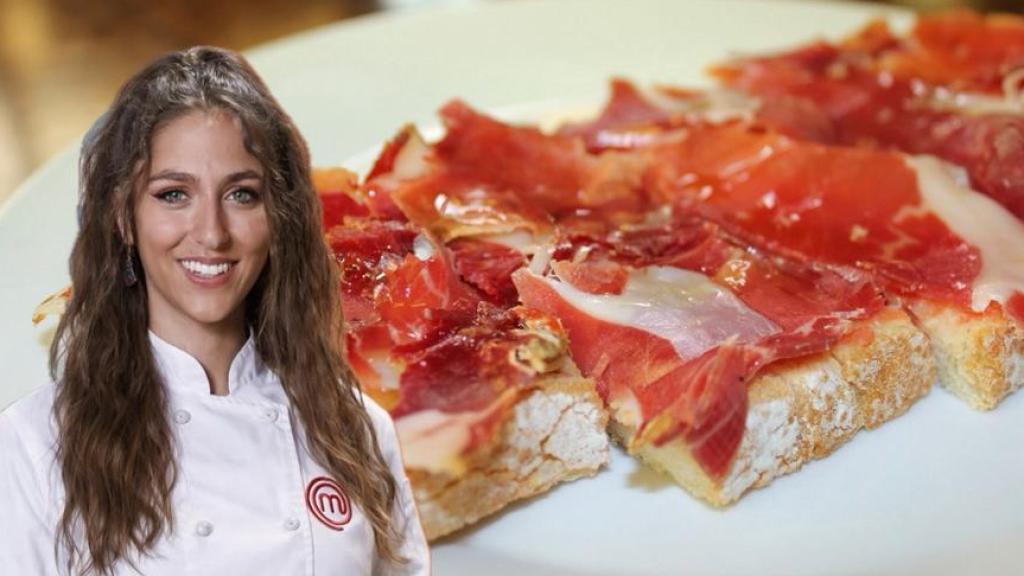 Camino (MasterChef 11) junto a una tostada con jamón.