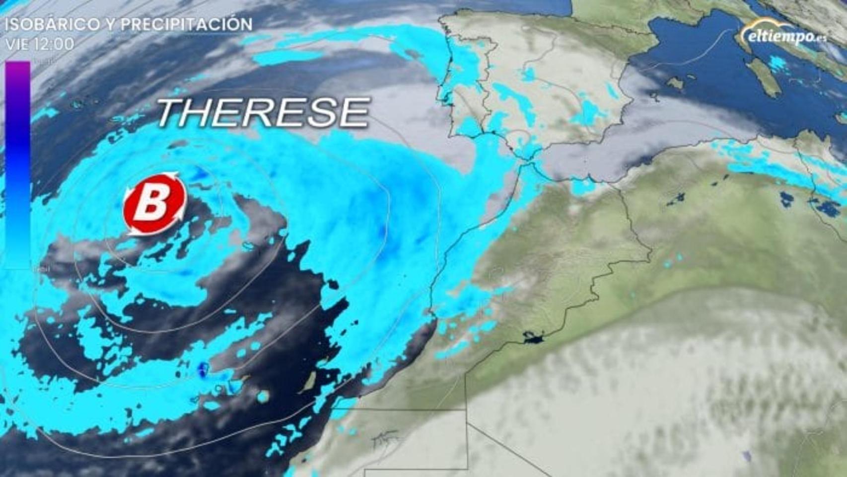 Situación de la borrasca de alto impacto Therese