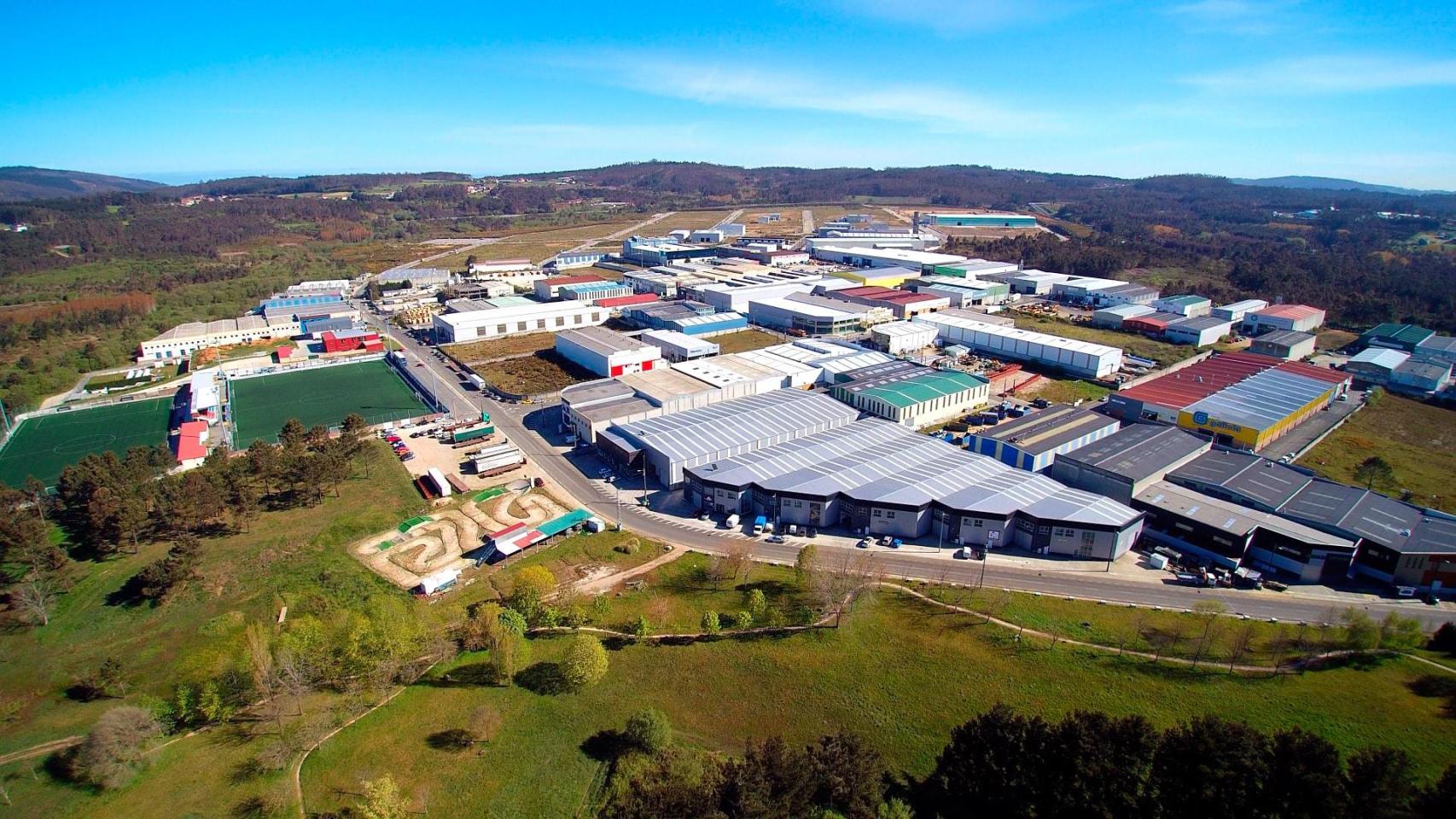 Vista panorámica del parque empresarial de Bértoa en Carballo.