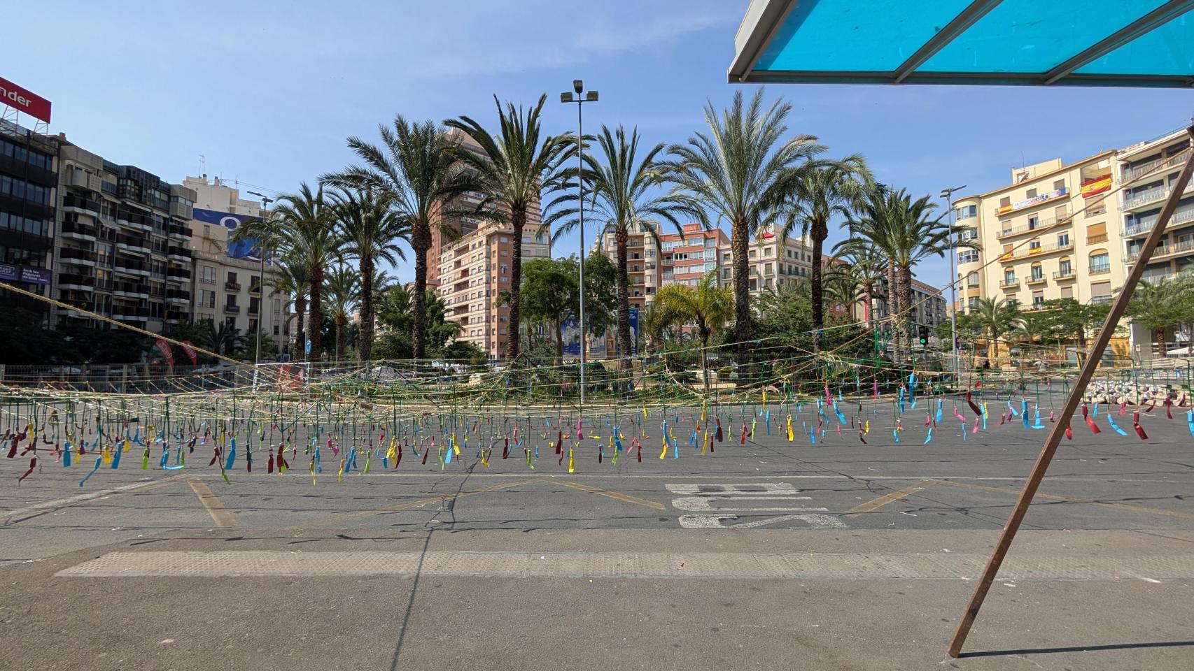 La mascletà preparada en la plaza de Luceros en las últimas Hogueras.