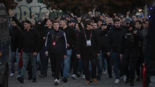 Ambiente previo al partido de ida de los octavos de final de la UEFA Europa League entre el Celta de Vigo y el Olympique de Lyon, en los alrededores del estadio de Balaídos